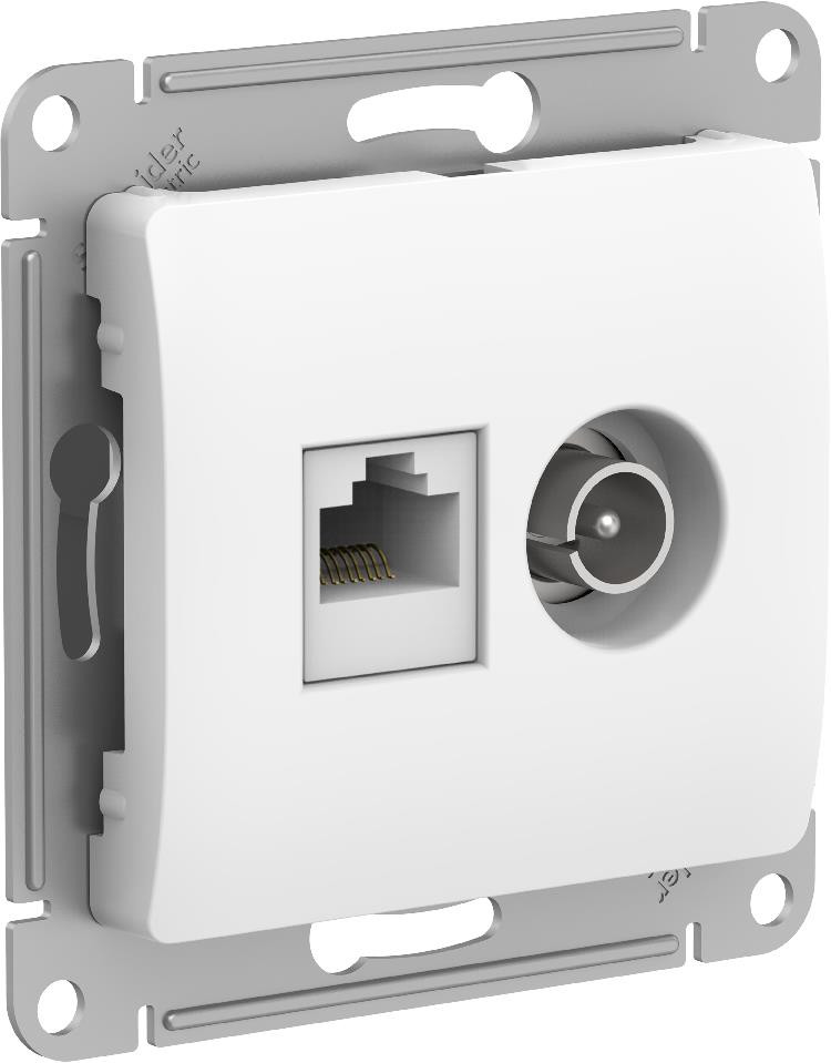 GLOSSA РОЗЕТКА двойная ТВ + компьютерная RJ45 кат. 5e, механизм, БЕЛЫЙ