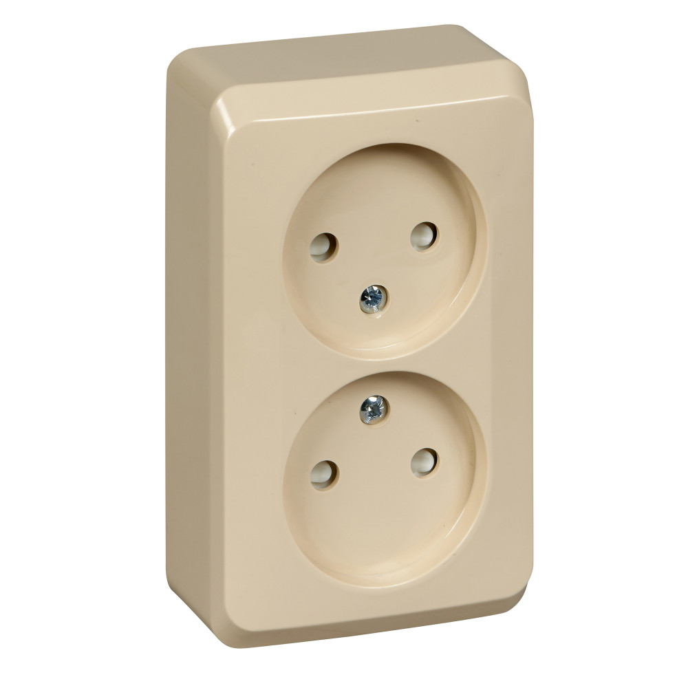 Розетка Schneider Electric ЭТЮД 2х-мест. О/У со шт. 16А/250В КРЕМОВЫЙ