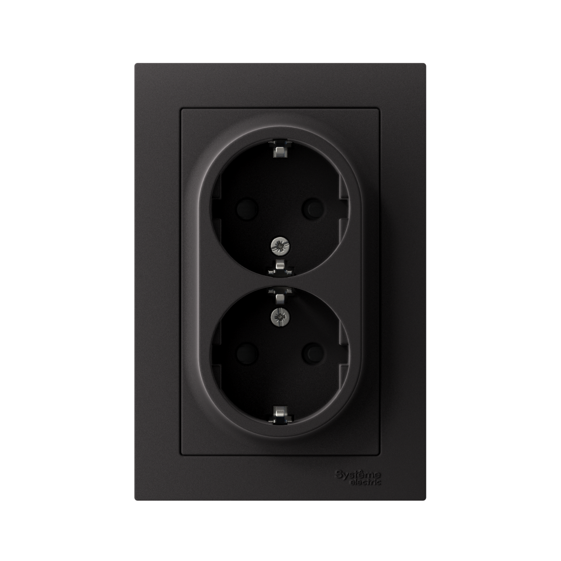 ATLASDESIGN РОЗЕТКА двойная с заземлением со шторками, 16А, в сборе, КАРБОН