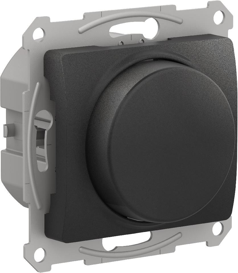 GLOSSA СВЕТОРЕГУЛЯТОР (диммер) поворотно-нажимной, LED, RC, 400Вт, механизм, АНТРАЦИТ