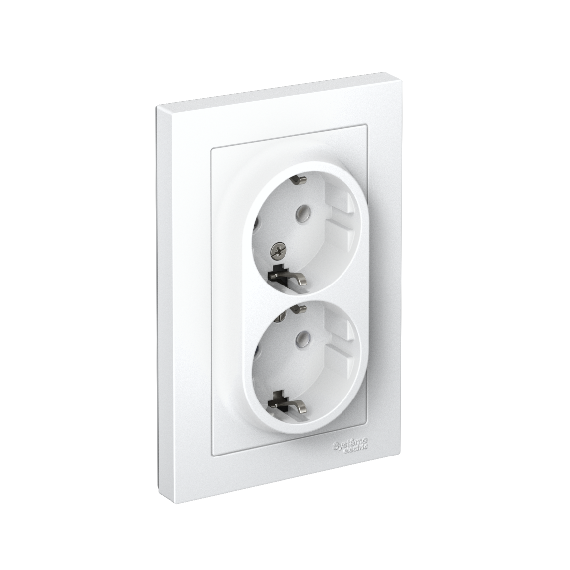 ATLASDESIGN РОЗЕТКА двойная с заземлением без шторок, 16А, в сборе, БЕЛЫЙ