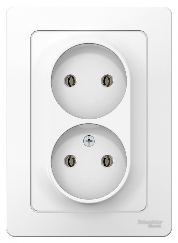 BLANCA С/У РОЗЕТКА двойная без заземления без шторок, 16А, 250В, БЕЛЫЙ