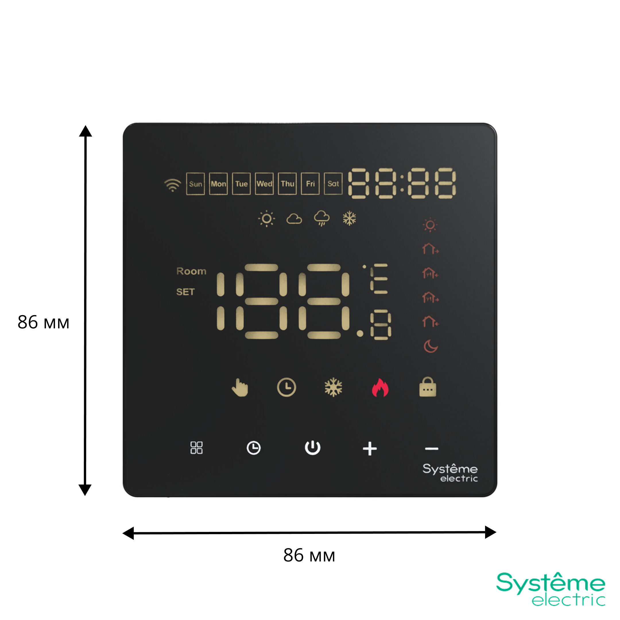 ARTGALLERY ТЕРМОСТАТ Wi-Fi электронный для теплого пола, 16A, в сборе, ЧЁРНЫЙ