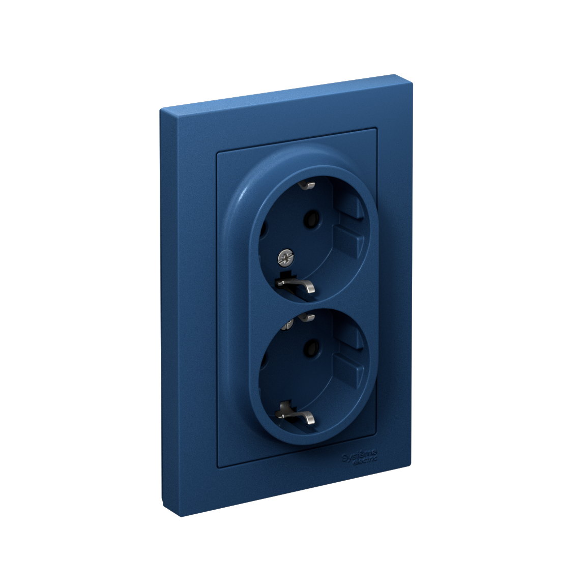 ATLASDESIGN РОЗЕТКА двойная с заземлением без шторок, 16А, в сборе, АКВАМАРИН