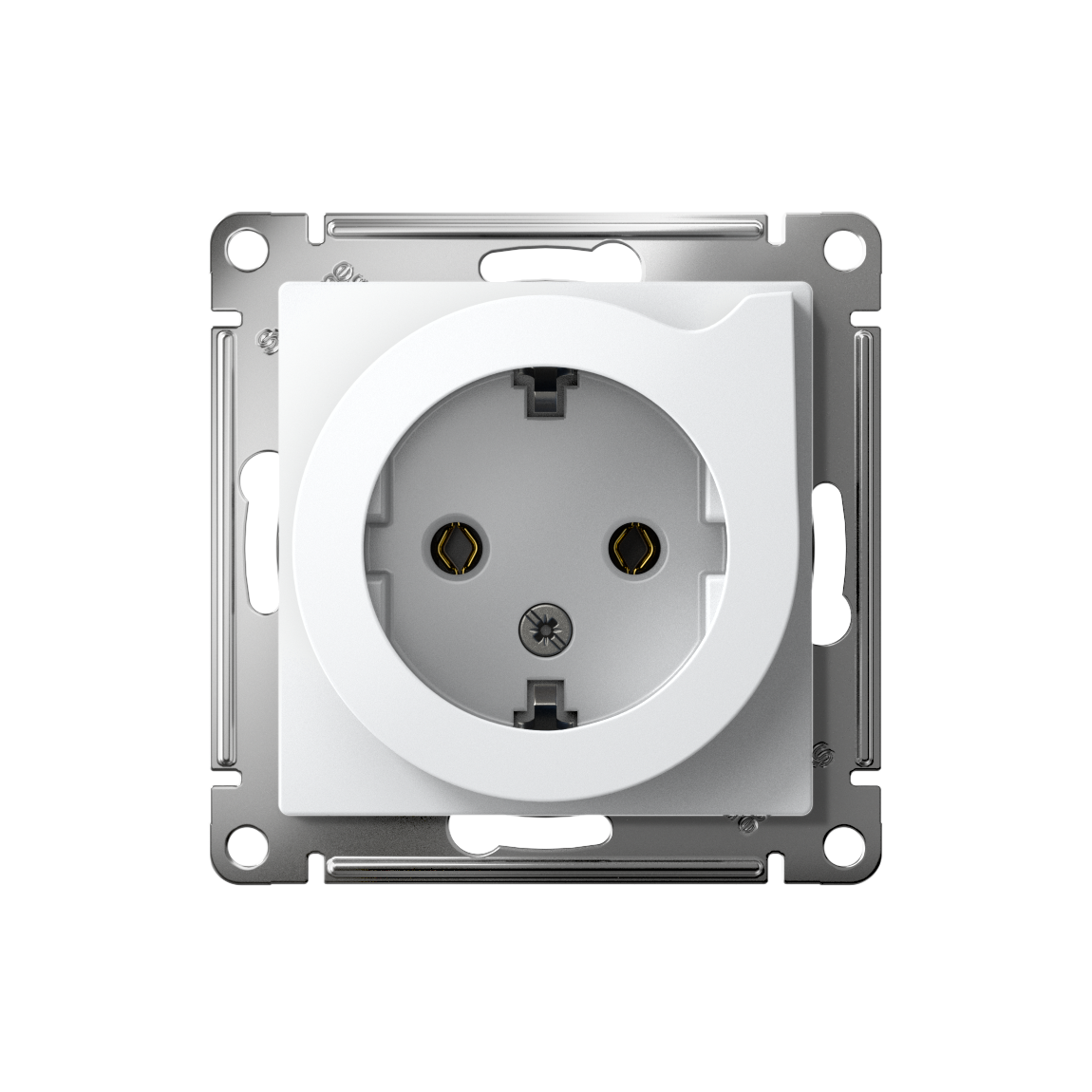 ATLASDESIGN РОЗЕТКА с заземлением со шторками с выталкивателем, 16А, механизм, БЕЛЫЙ