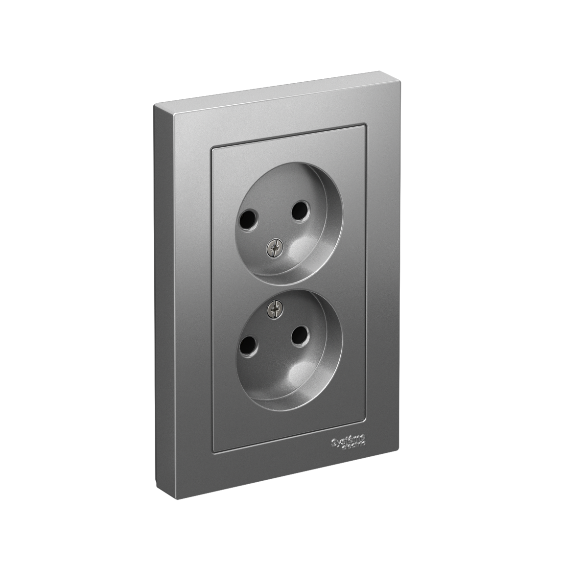 ATLASDESIGN РОЗЕТКА двойная без заземления, 16А, в сборе, СТАЛЬ