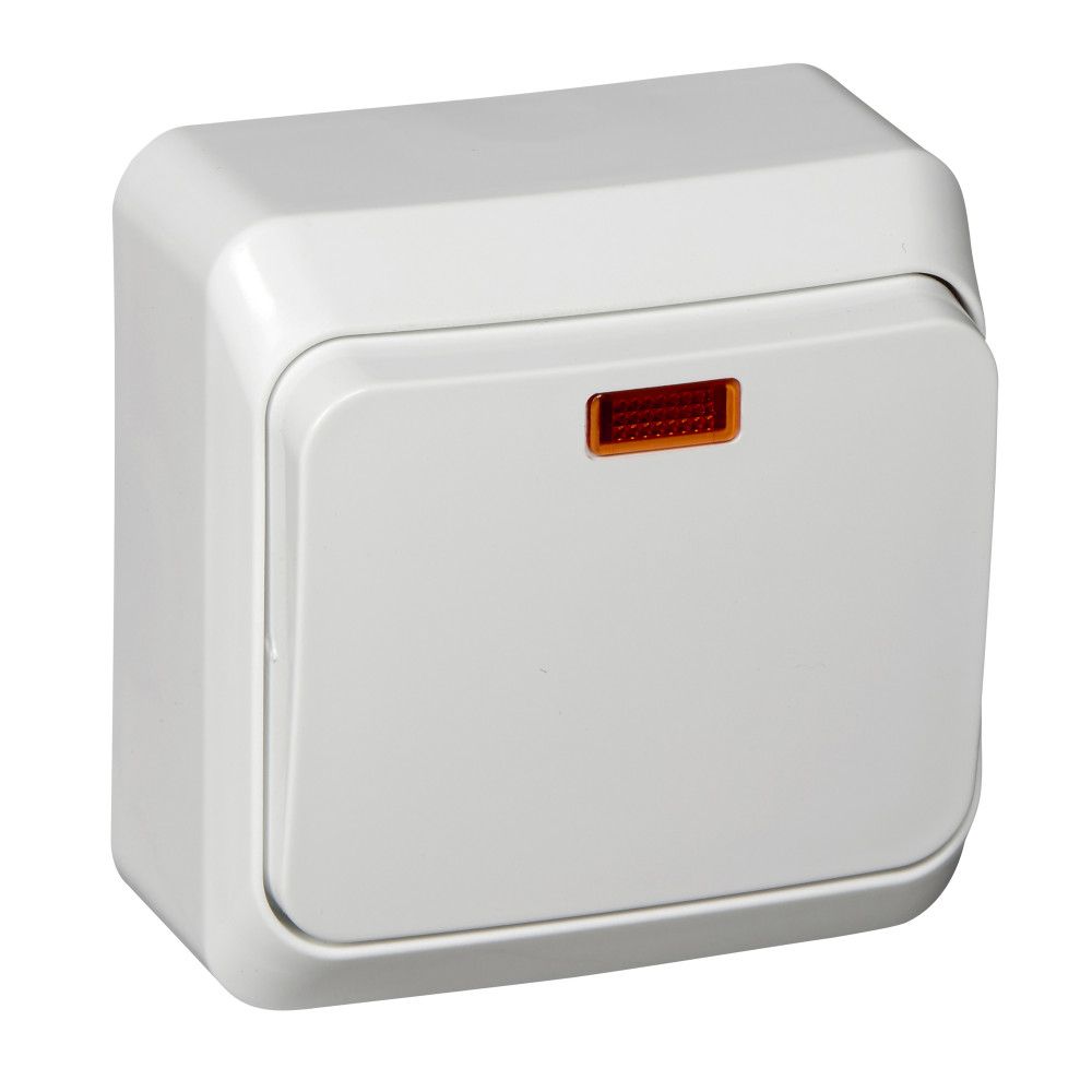 ЭТЮД О/У 1-клавишный ПЕРЕКЛЮЧАТЕЛЬ с подсветкой 10 АХ, БЕЛЫЙ