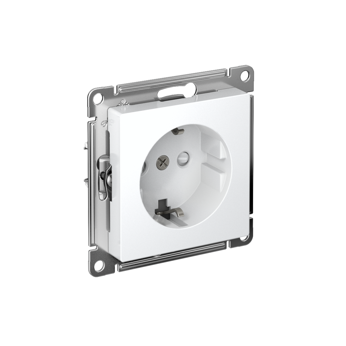 ATLASDESIGN РОЗЕТКА с заземлением со шторками, 16А, механизм, быстрозажим. клем., БЕЛЫЙ