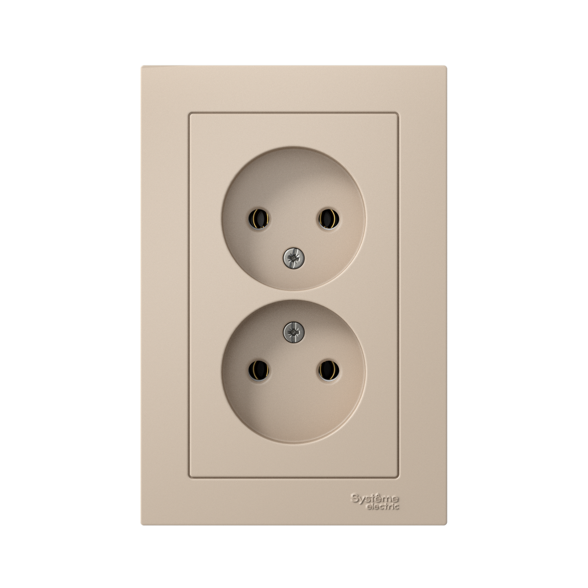 ATLASDESIGN РОЗЕТКА двойная без заземления, 16А, в сборе, ПЕСОЧНЫЙ
