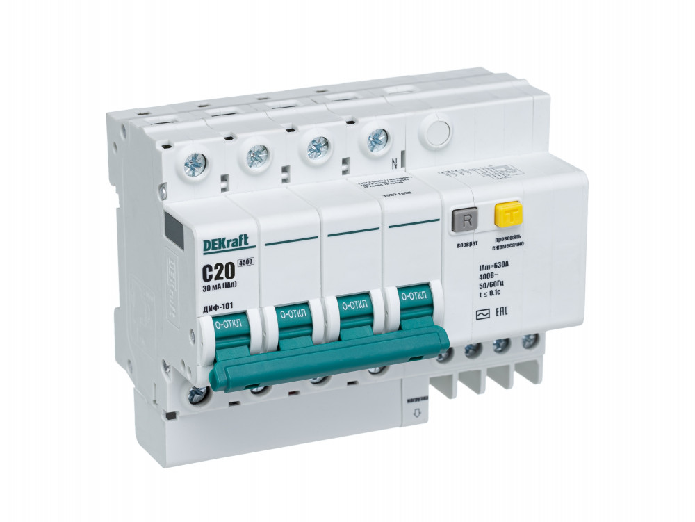 АВДТ 4Р 20А 30мА тип AC х-ка С ДИФ-101 4,5кА