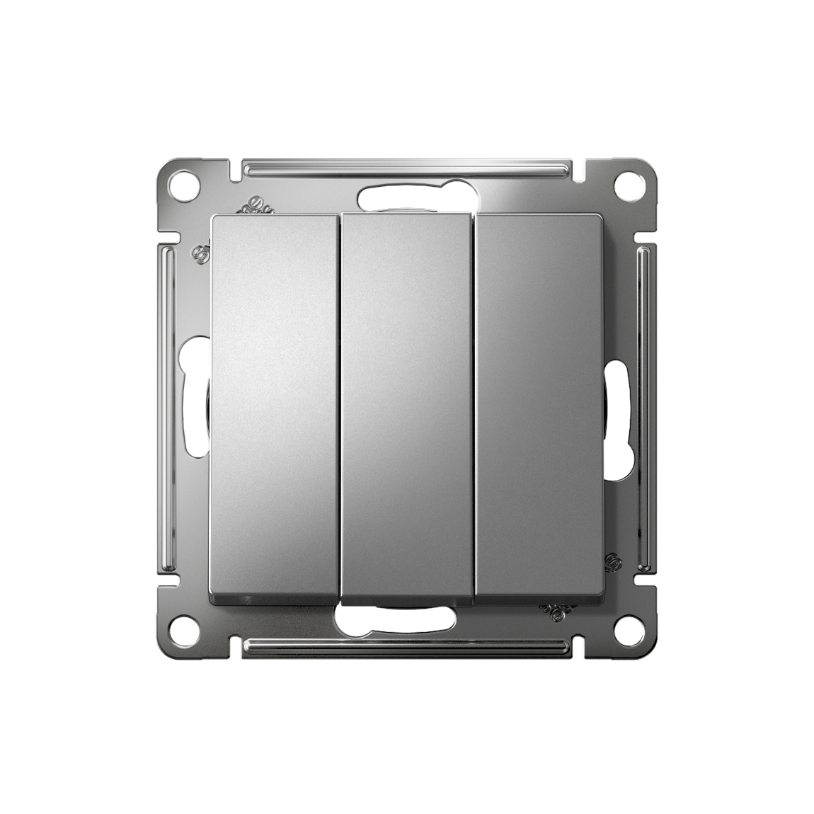 ATLASDESIGN 3-клавишный ВЫКЛЮЧАТЕЛЬ, сх.1+1+1, 10АХ, механизм, СТАЛЬ