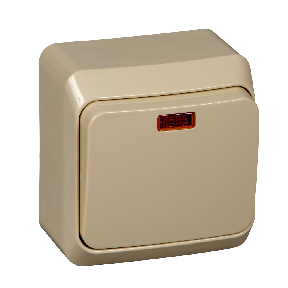 ЭТЮД О/У 1-клавишный ВЫКЛЮЧАТЕЛЬ с подсветкой 10 АХ, КРЕМОВЫЙ