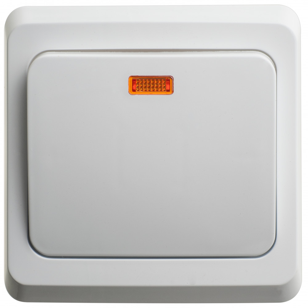 ЭТЮД С/У 1-клавишный ПЕРЕКЛЮЧАТЕЛЬ с подсветкой 10 АХ, БЕЛЫЙ