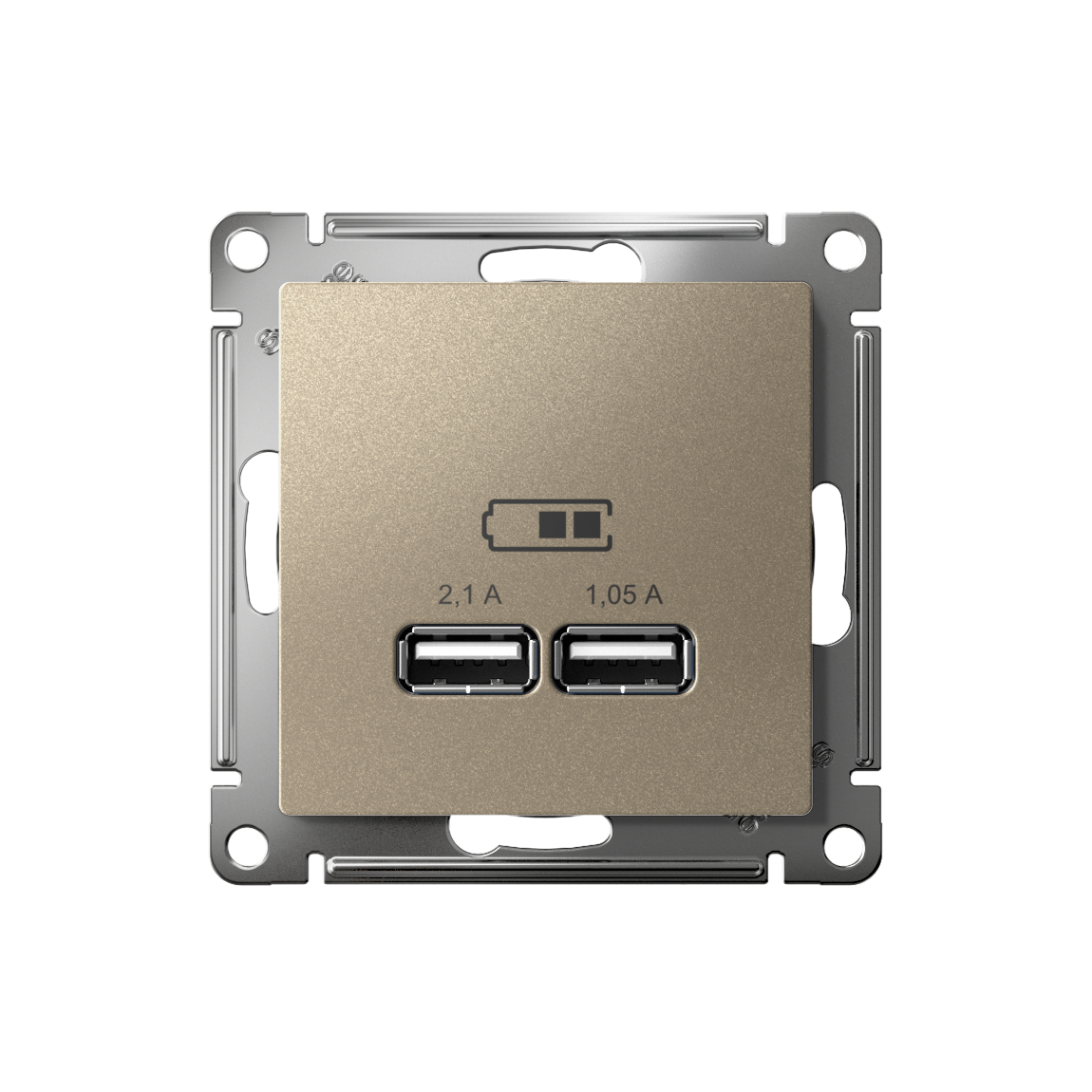 ATLASDESIGN USB РОЗЕТКА A+A, 5В/2,1А, 2х5В/1,05А, механизм, ШАМПАНЬ