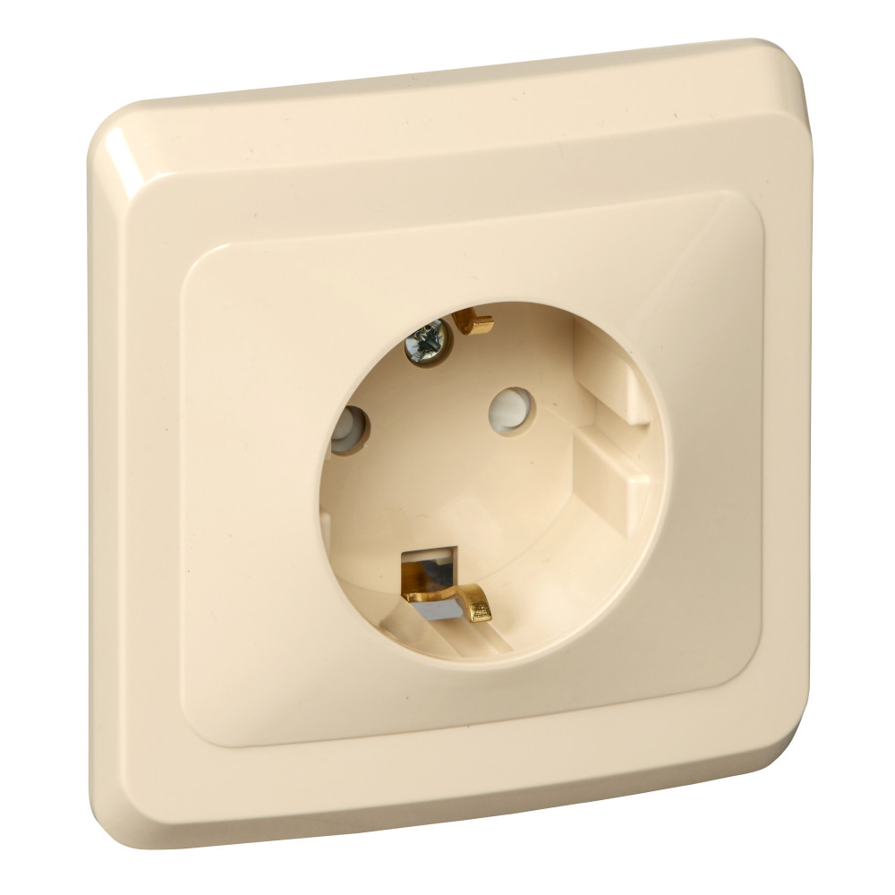 ЭТЮД С/У РОЗЕТКА с заземлением со шторками, 16А 250B, КРЕМОВЫЙ