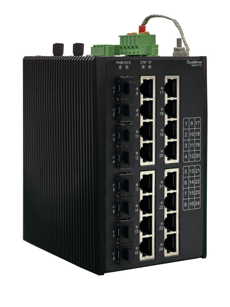 Управляемый промышленный коммутатор Ethernet L3, 16x10/100/1000BaseT, 8x100/1000/2500BaseX SFP