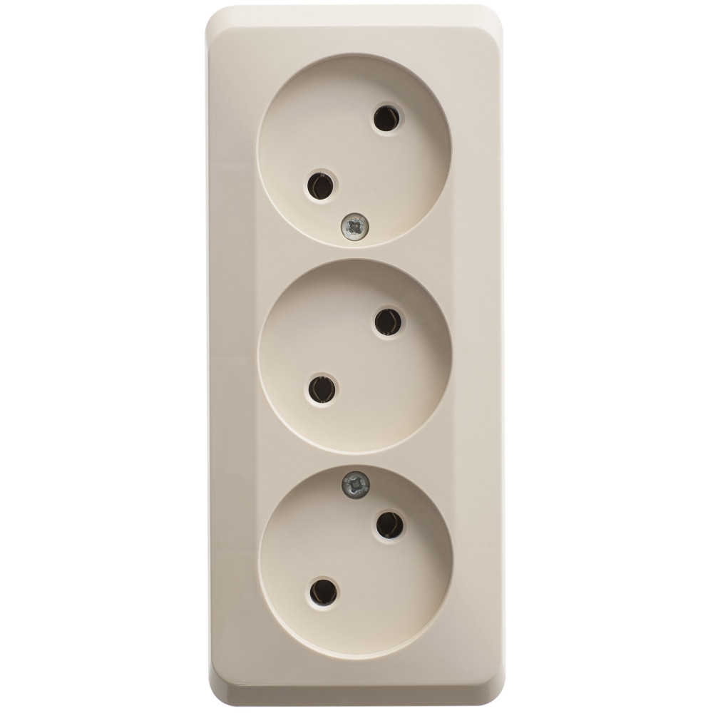 ЭТЮД О/У РОЗЕТКА 3-местная без заземления без шторок, 16А, 250В, КРЕМОВЫЙ