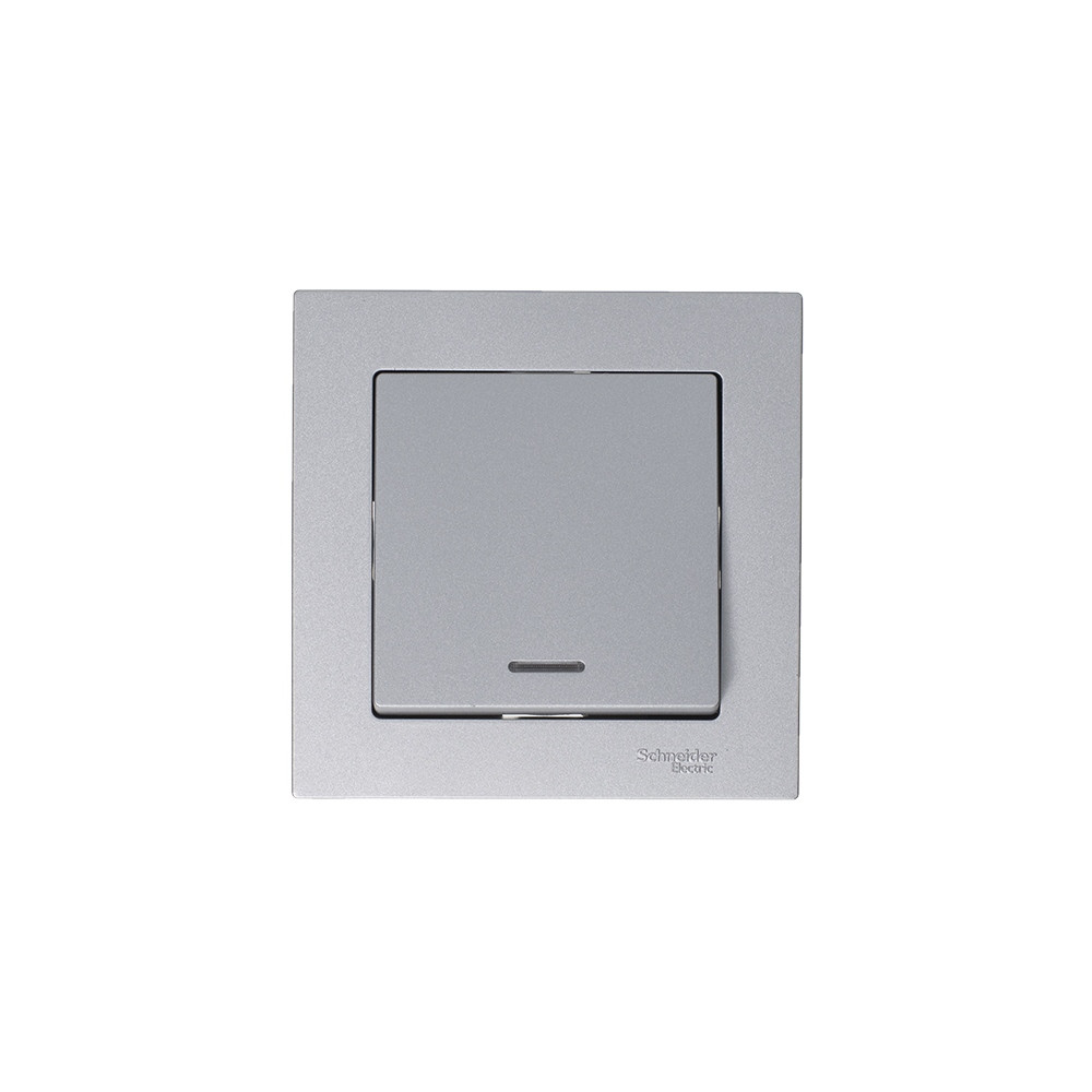 ATLASDESIGN 1-клавишный ВЫКЛЮЧАТЕЛЬ с подсветкой, сх.1а, 10АХ, механизм, АЛЮМИНИЙ