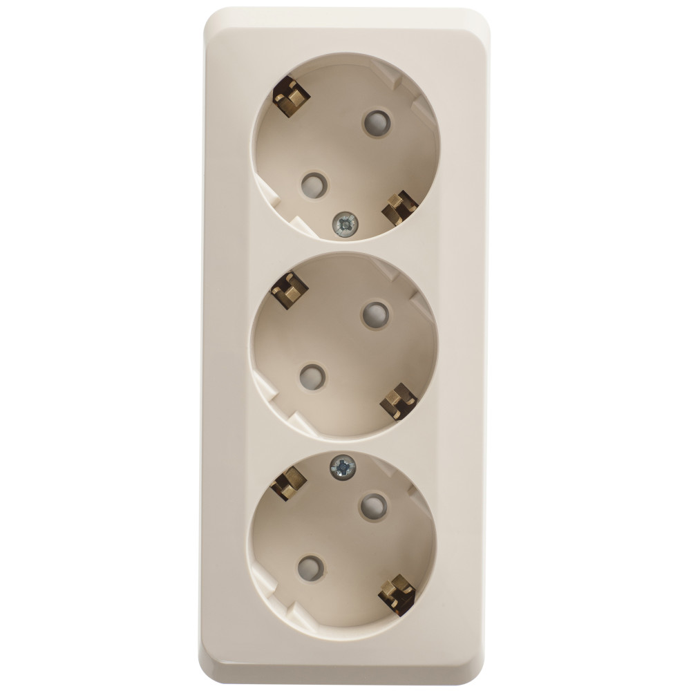 ЭТЮД О/У РОЗЕТКА 3-местная с заземлением со шторками, 16А, 250В, КРЕМОВЫЙ