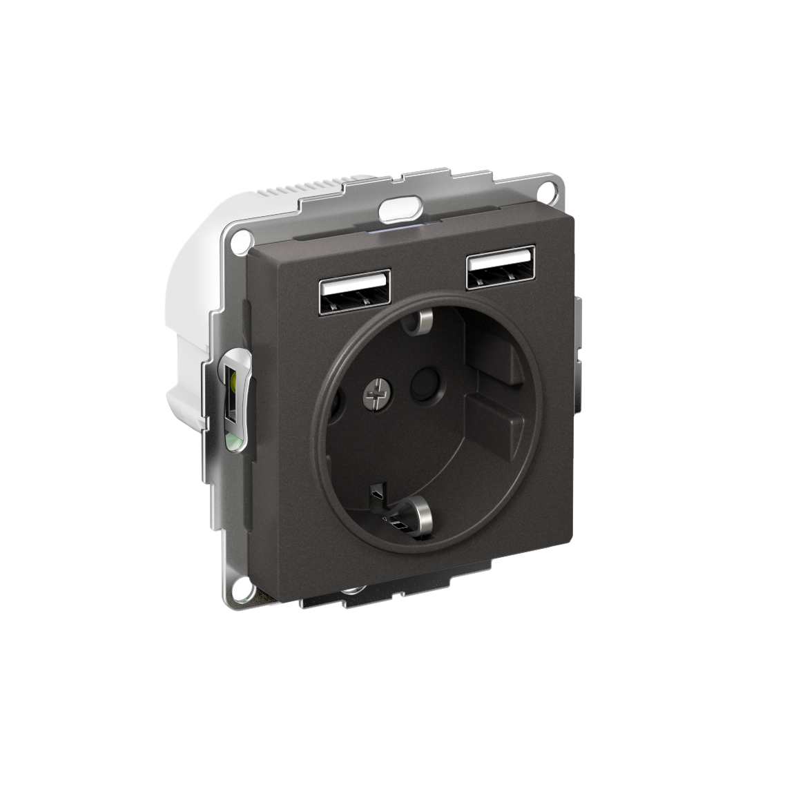 ATLASDESIGN РОЗЕТКА 16А c 2 USB A+A, 5В/2,4А, 2х5В/1,2А, механизм, БАЗАЛЬТ