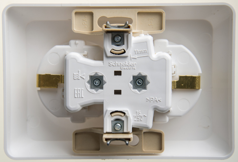 ЭТЮД С/У РОЗЕТКА двойная с заземлением со шторками, 16А, 250B, БЕЛЫЙ