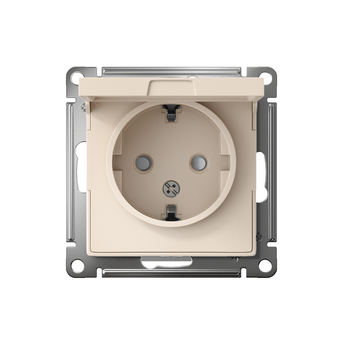 ATLASDESIGN РОЗЕТКА с заземлением со шторками с крышкой, 16А, IP20, механизм, БЕЖЕВЫЙ