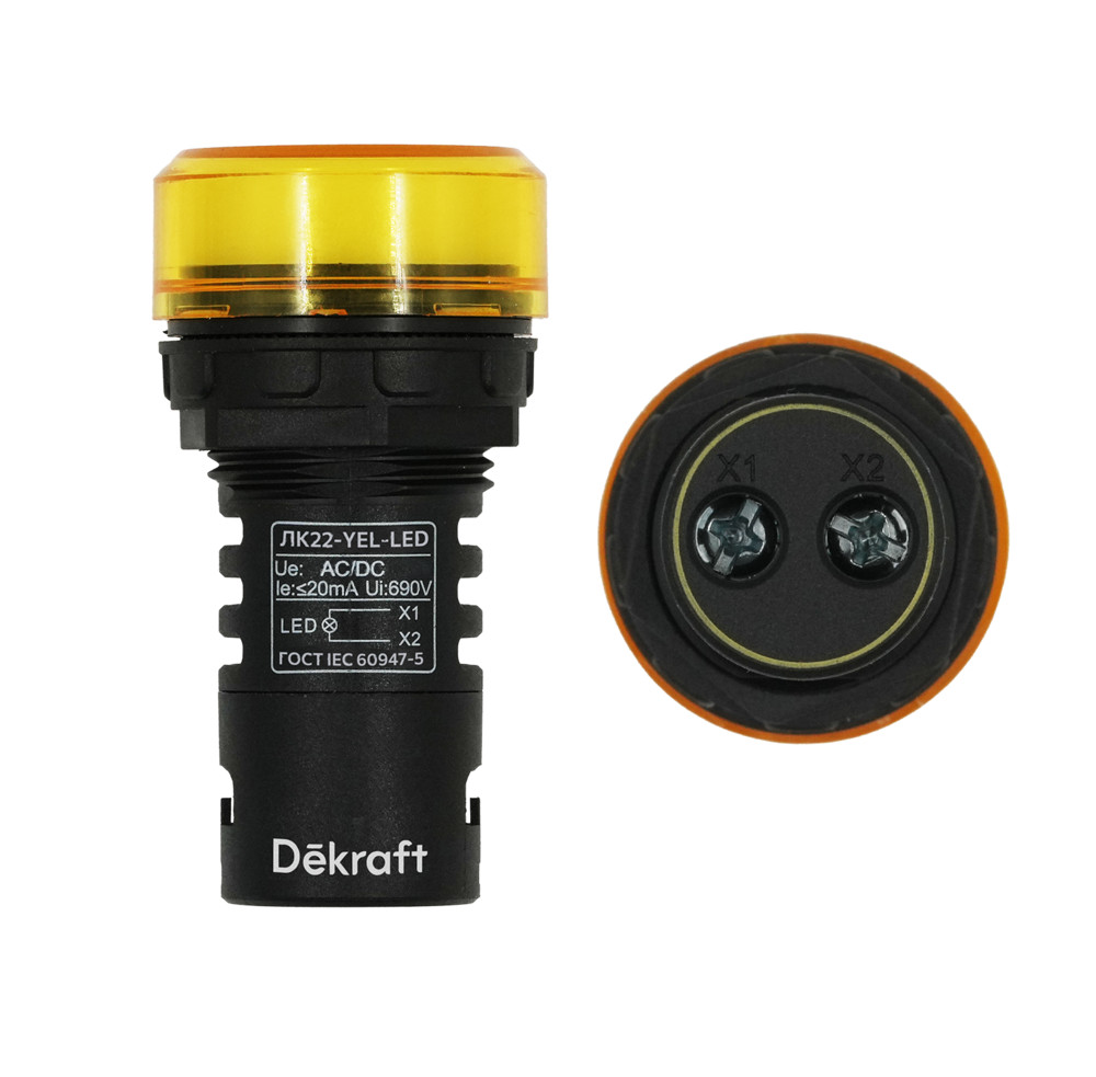 Лампа комм. ADDS D22 LED жел. 24В AC/DC ЛK-22