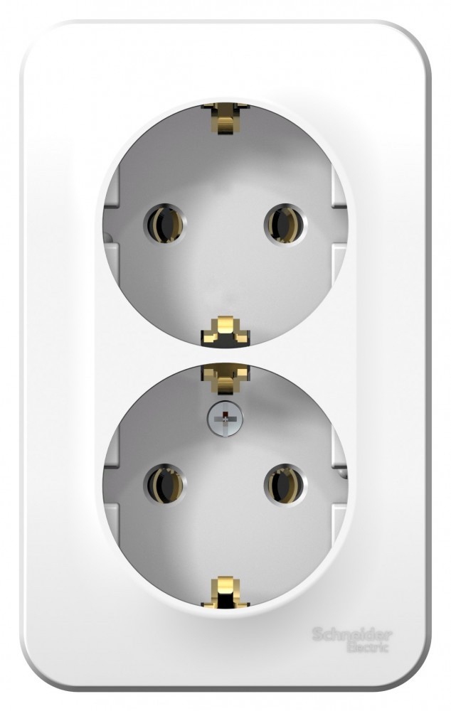 BLANCA О/У РОЗЕТКА двойная с заземлением без шторок, 16А, 250В, БЕЛЫЙ