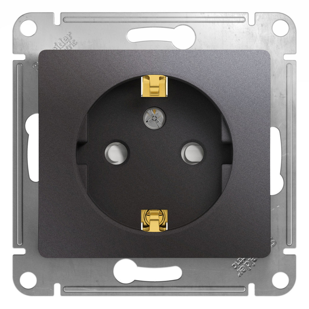 GLOSSA РОЗЕТКА с заземлением со шторками, 16А, механизм, ГРАФИТ
