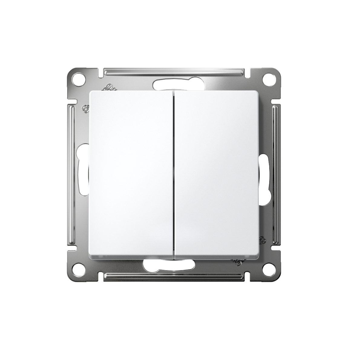 ATLASDESIGN 2-клавишный ВЫКЛЮЧАТЕЛЬ, сх.5, 10АХ, мех., быстрозажим. клем., БЕЛЫЙ