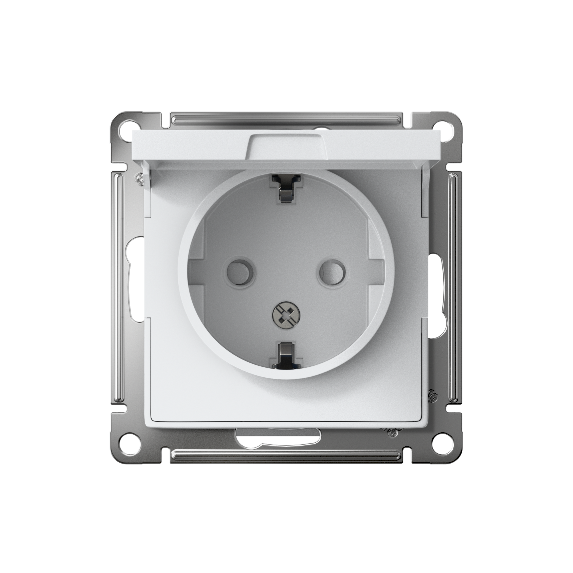 ATLASDESIGN РОЗЕТКА с заземлением со шторками с крышкой, 16А, IP20, механизм, БЕЛЫЙ