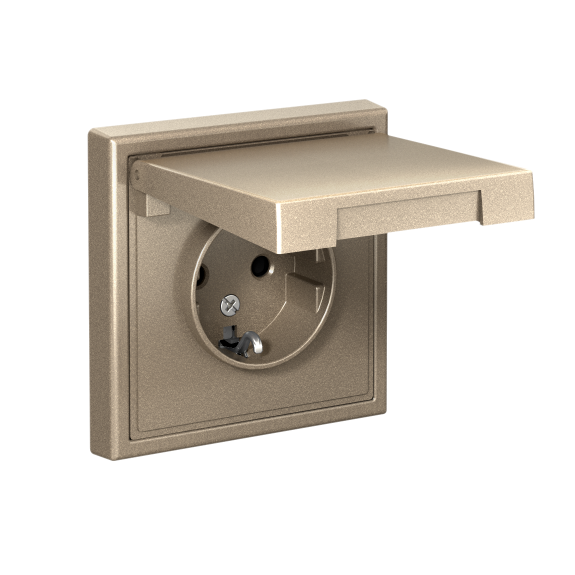 ARTGALLERY РОЗЕТКА с заземл. со шторк. с крышкой, 16А, IP20, механизм, ШАМПАНЬ