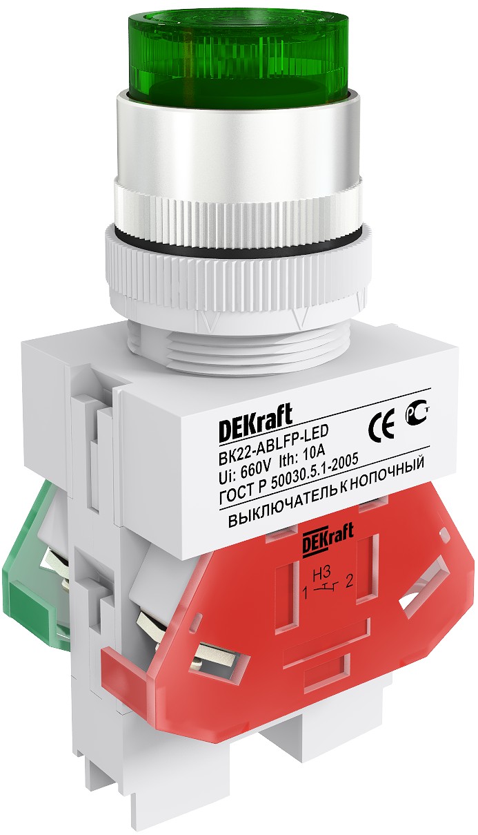Выкл. кноп. ABLFP D22 LED зел. 24В AC/DC ВK-22
