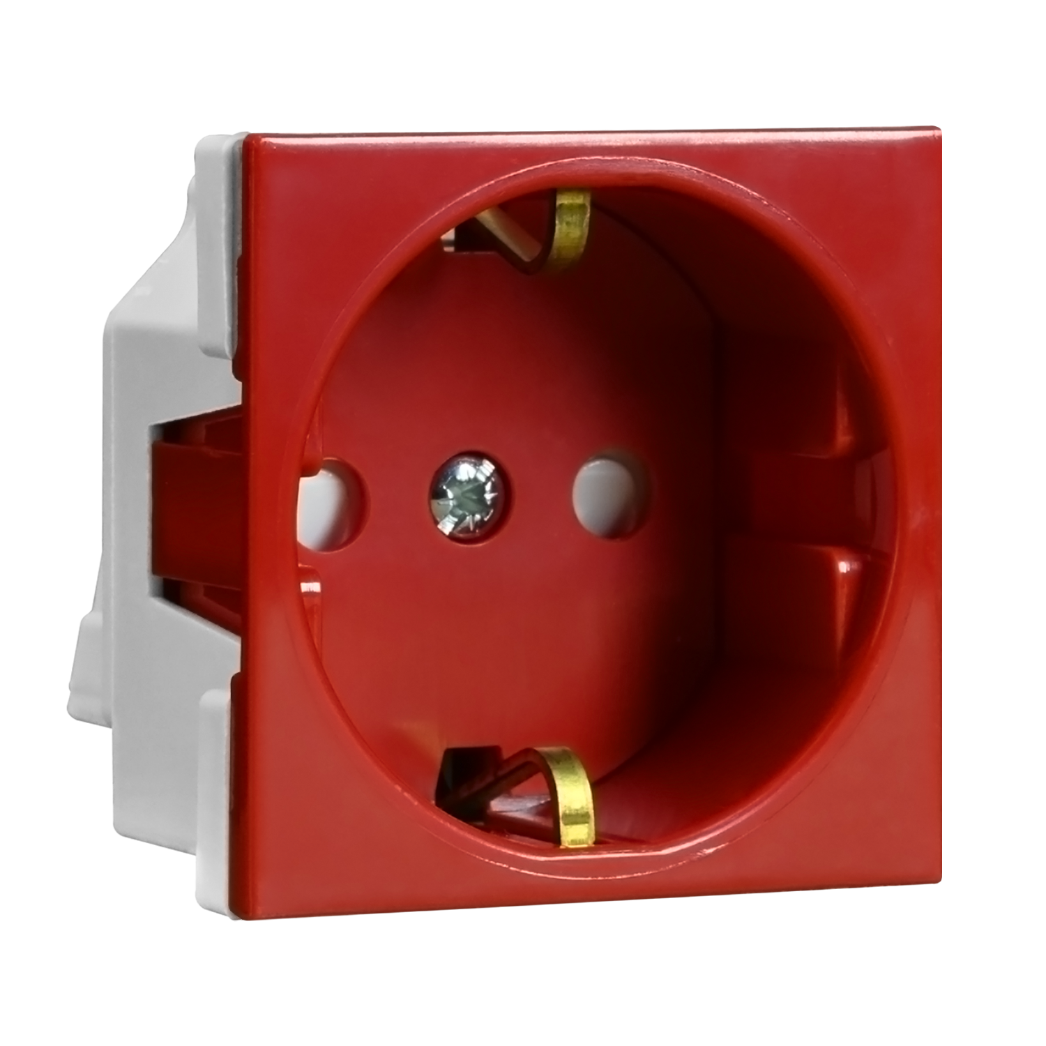 W45 РОЗЕТКА модульная 2К+З, 16 А/250 В с защитными шторками, винт. зажимы, 45х45мм КРАСНАЯ